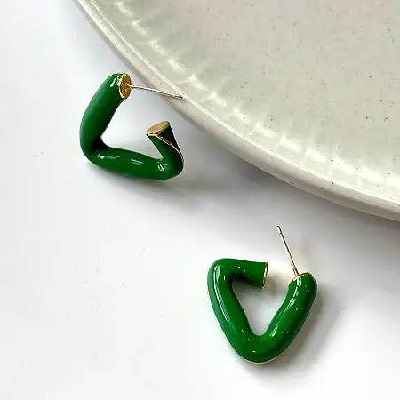 Triangle Enamel Earrings