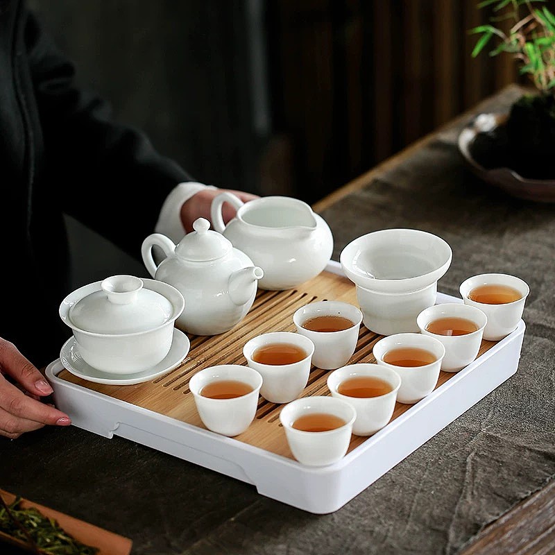SUSHI CERAMICS Teapot & Gaiwan Tea Set with Tea Tray for 8