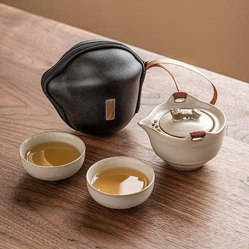 Ru Kiln Portable Travel Tea Set for 2
