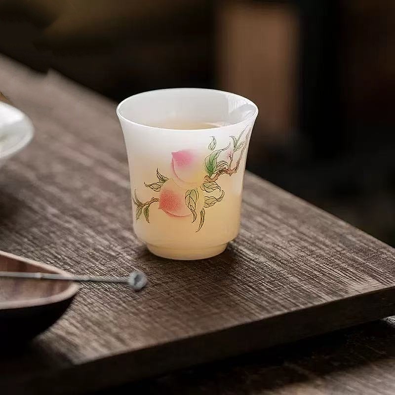 Ice Jade Porcelain Peach Teacup 40ml