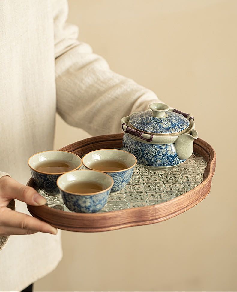 Ru Kiln Flowers Teapot Set for 2