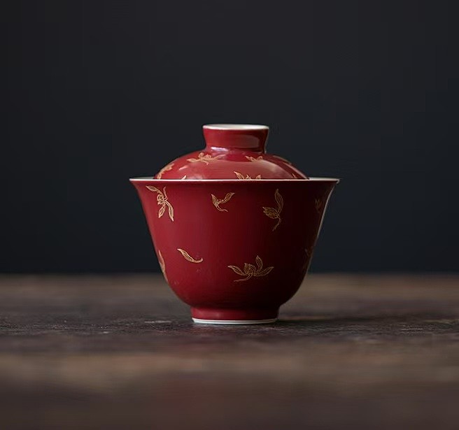 Red with Gold Gaiwan 150ml