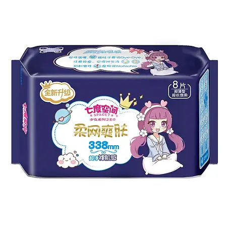 七度空间柔网爽肤夜用卫生巾338mm8PC