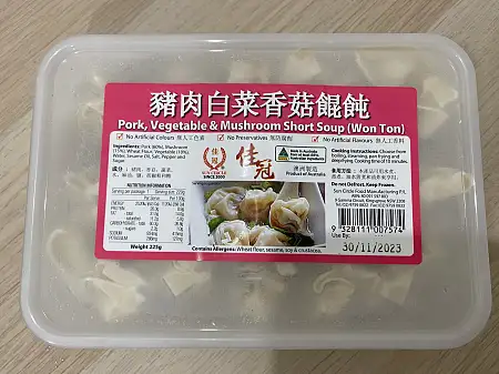 佳冠馄饨 猪肉白菜香菇 225g