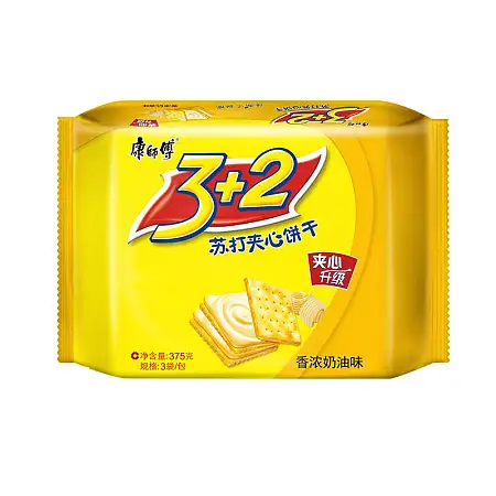 康师傅3+2苏打夹心饼干香浓奶油味375G