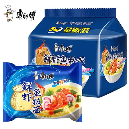 【特价】康师傅 鲜虾鱼板面 5连包*3