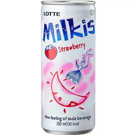 韩国Lotte乐天网红推荐Milkis牛乳乳酸菌苏打草莓味250ml