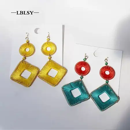 丝线编织长款耳环