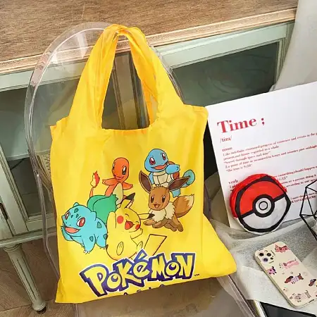 Pokemon pikachu foldable shopping bag皮卡丘可折叠购物袋