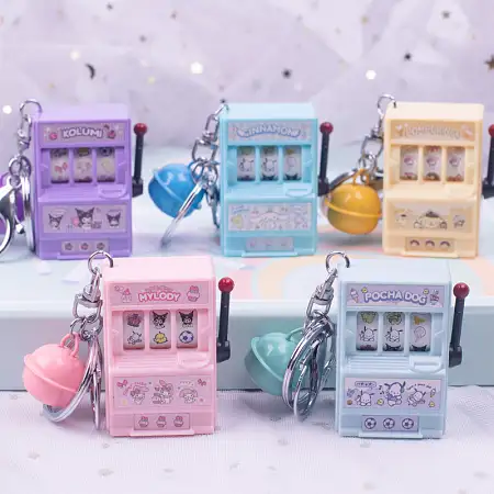 Cute slot machine keychain 水果幸运对对碰挂件
