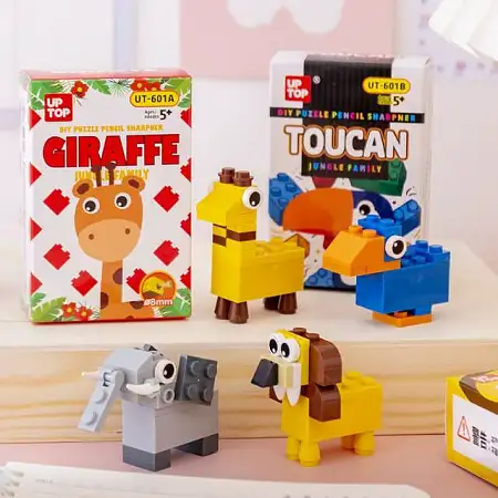 Cute design pencil sharpener block toy卡通积木卷笔刀