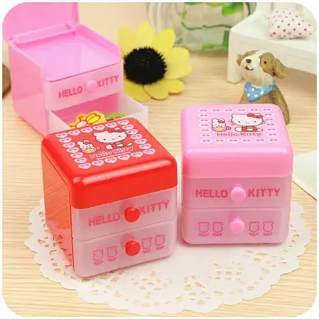 Mini hello Kitty organize box with eraser抽屉kitty橡皮