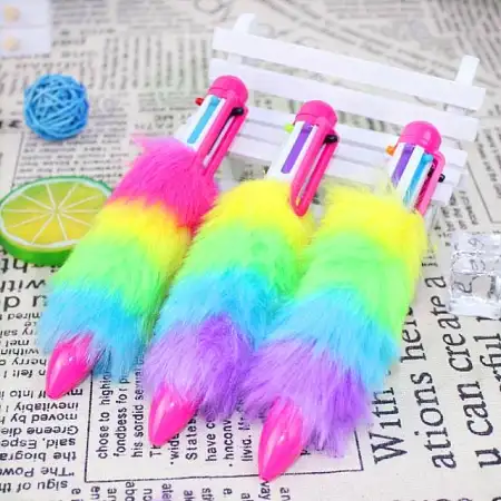 Rainbow multi color ballpen彩虹毛毛笔