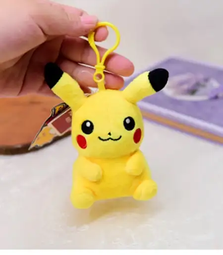Yellow plush toy keychain皮卡丘公仔挂件