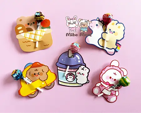 Cute design lollipop with card holder 卡通卡片棒棒糖