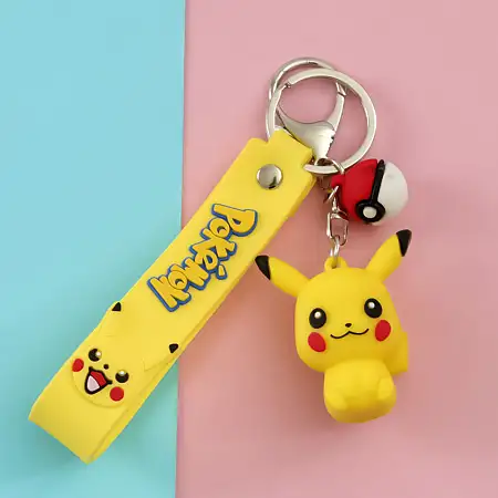 Cute yellow keychain皮卡丘硅胶挂件