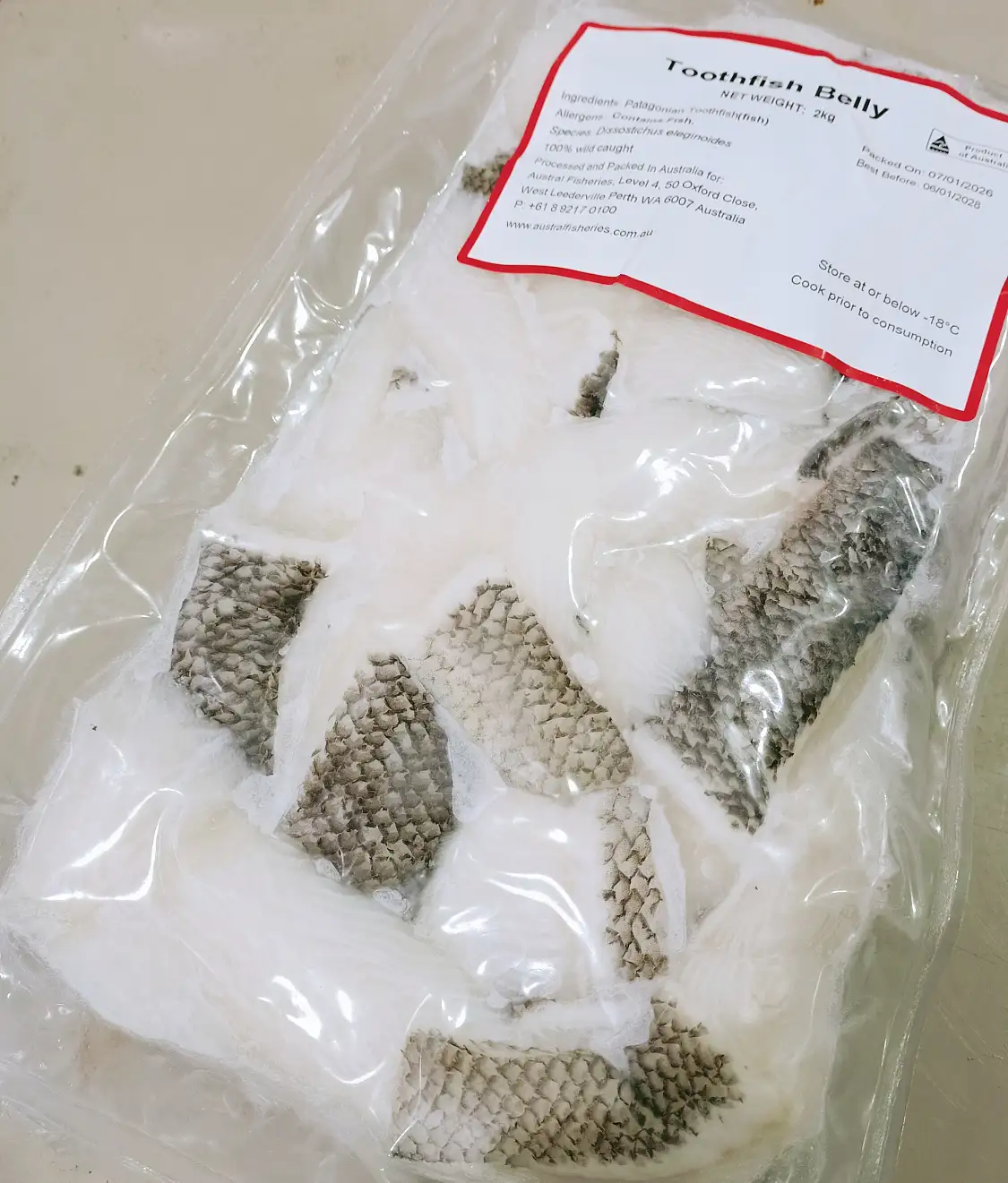 澳洲 圓鱈魚腹肉 Glacier 51 Toothfish Belly 2kg