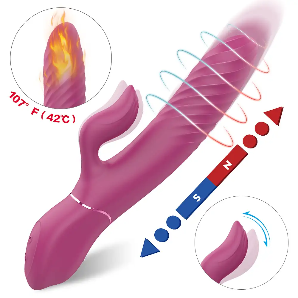 Dildo Heated Vibrating - Magenta 1pc