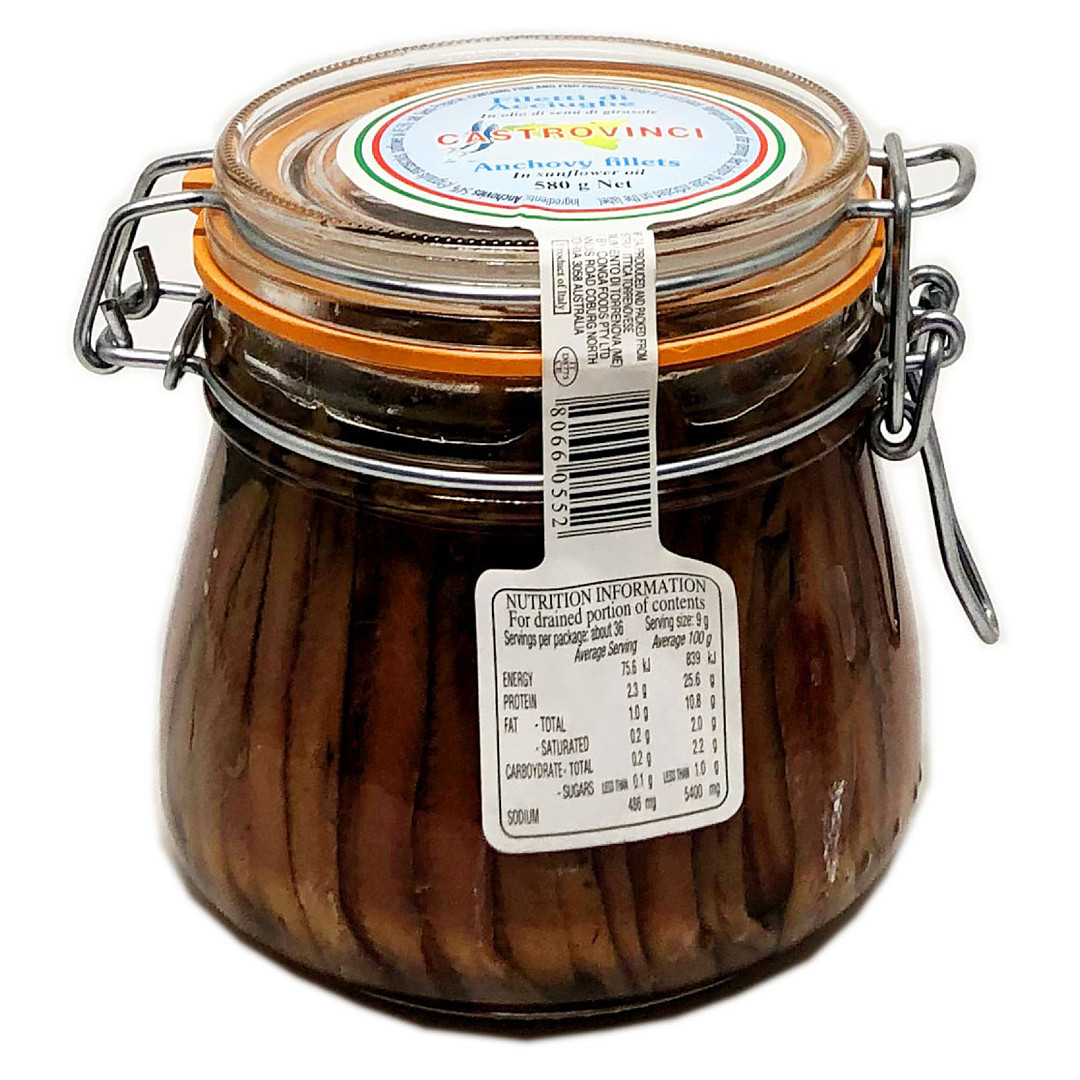 C/VINCI ANCHOVY FILLET IN SFLOWER OIL F/T 580G (6)