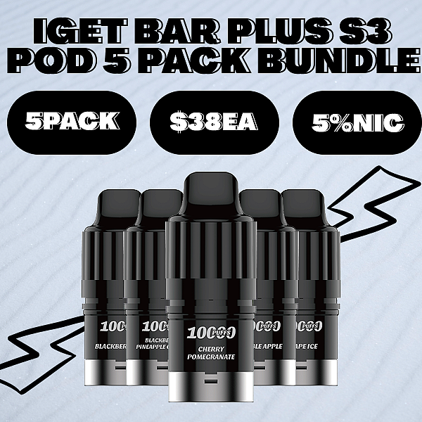IGET Bar Plus S3 Pod Bulk 5 Pack