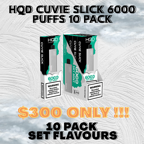 HQD Slick 6000 Puffs 10 Pack Set Flavour Bundle