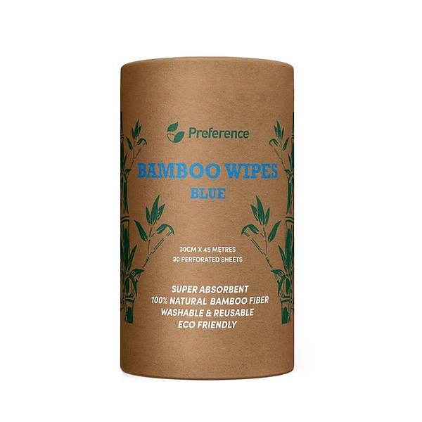 Bamboo Wipes Blue 45m/90 sheets 6 Rolls/CTN