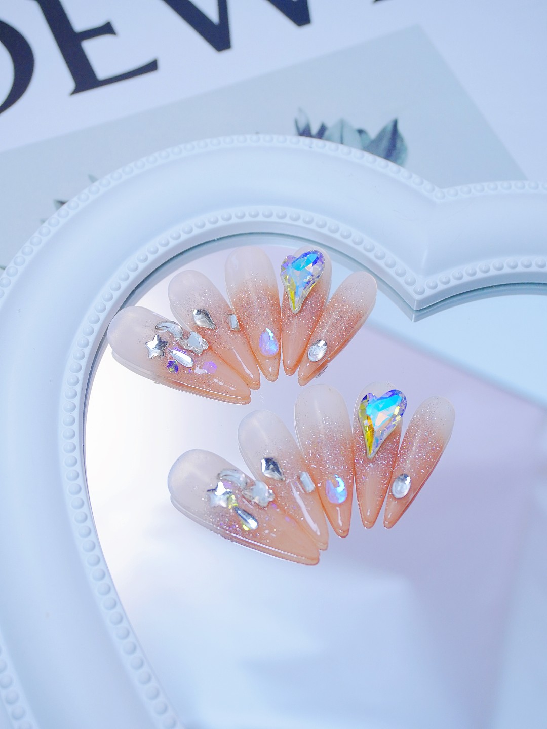 Glitter shiny nails-long
