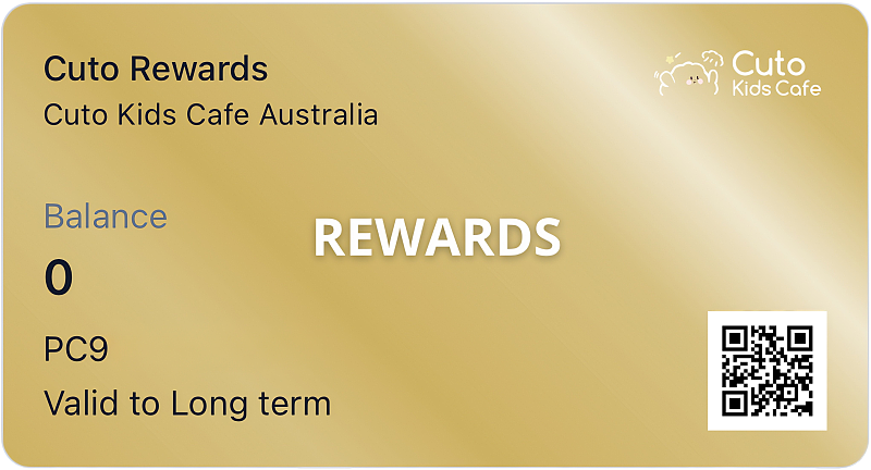 Cuto Kids Cafe digital rewards card to earn points on play sessions and café purchases