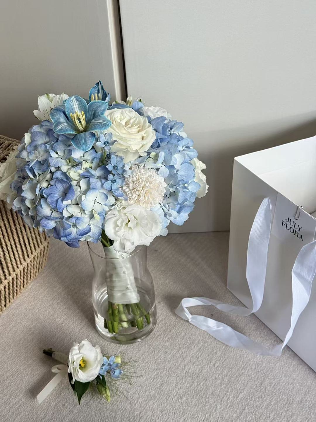 Blue Mixed Bridal Bouquet