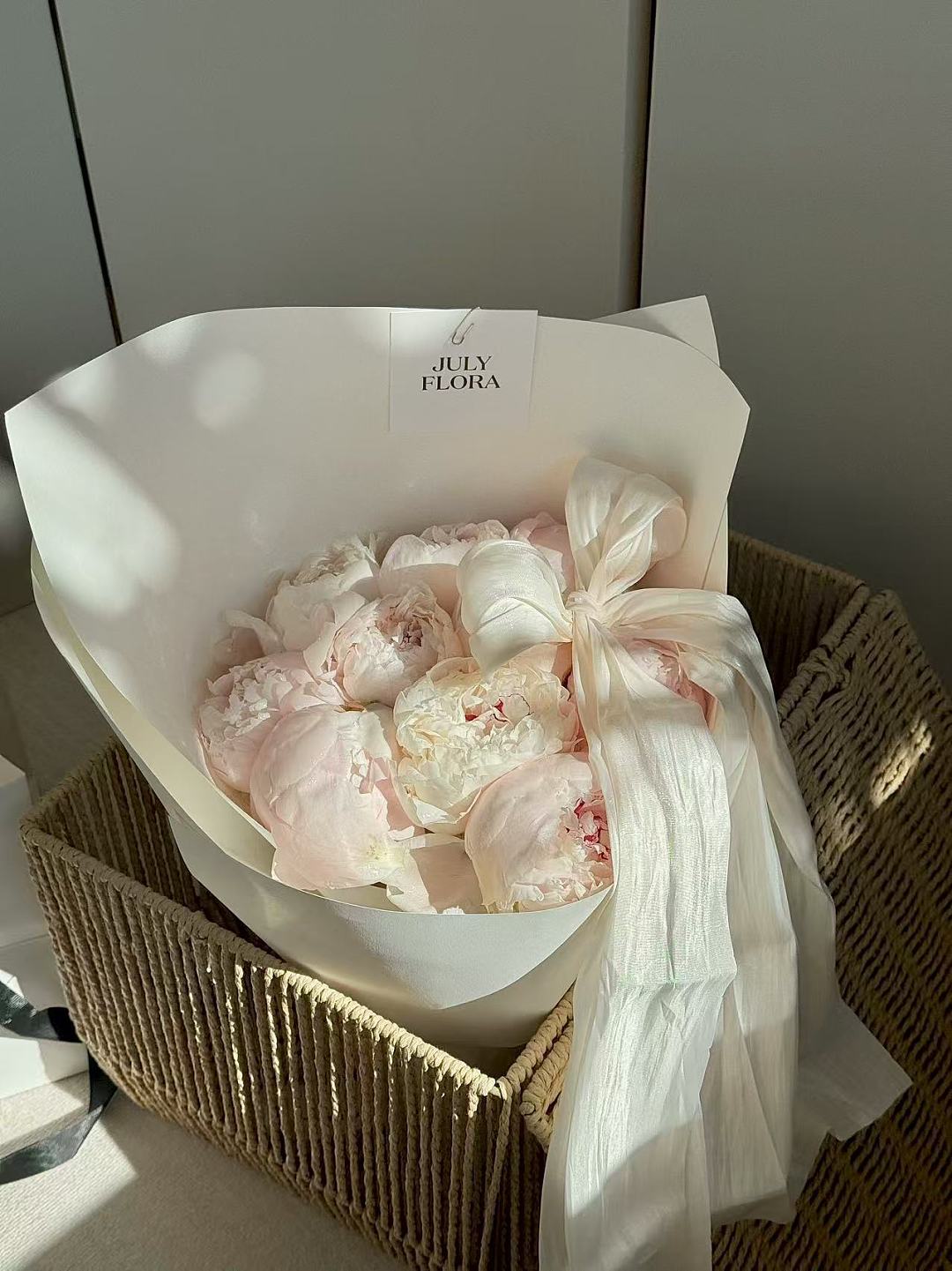 10 Pink Peonies with a Bow