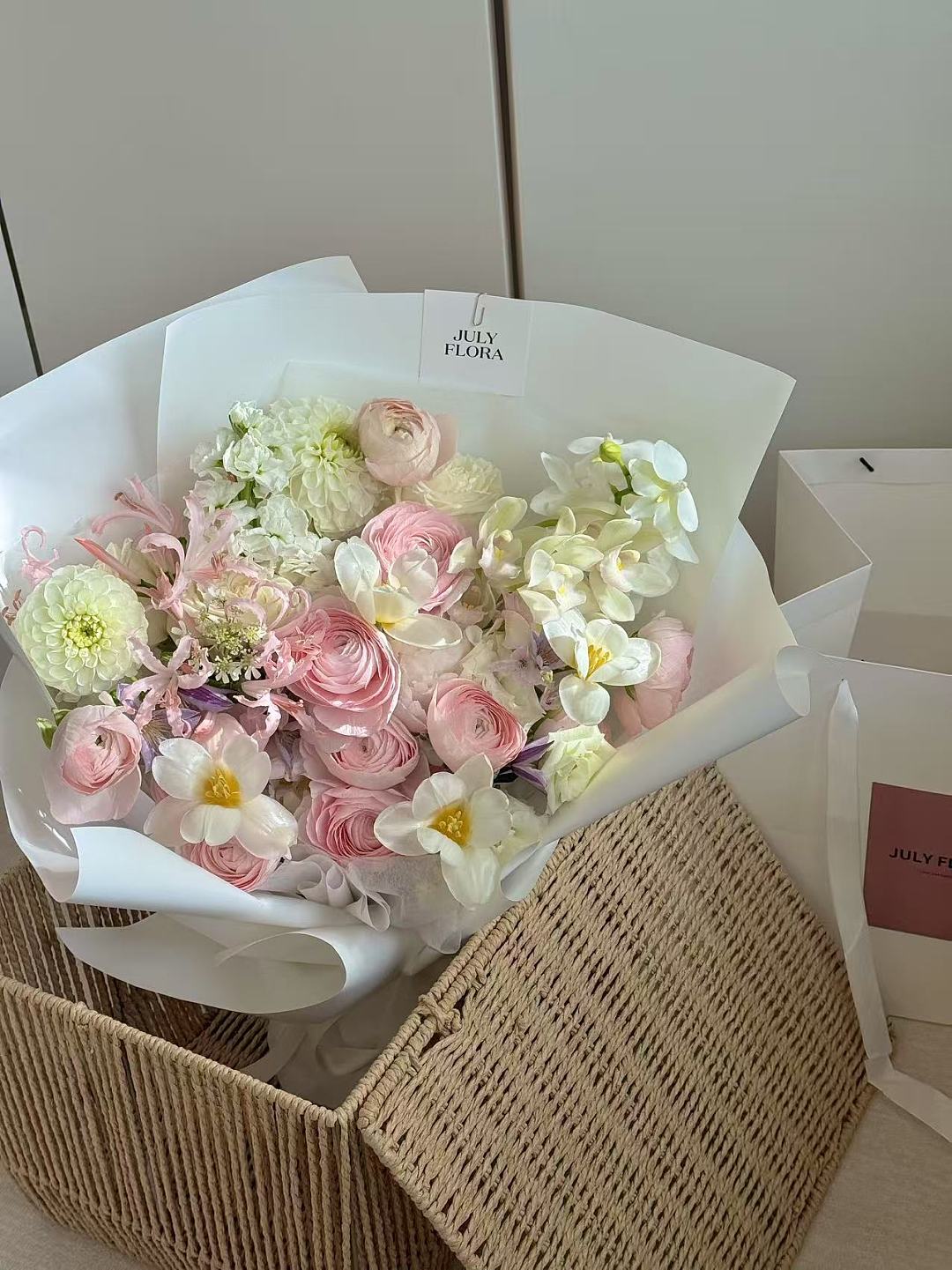 Large Ranunculus & Tulip Mixed Flower Bouquet