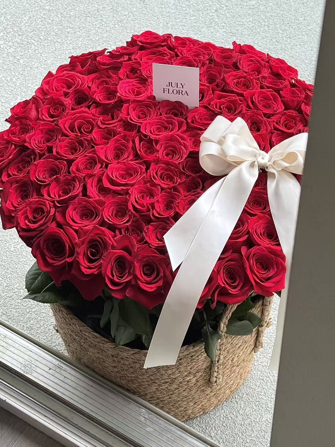 99 Freedom Roses Basket