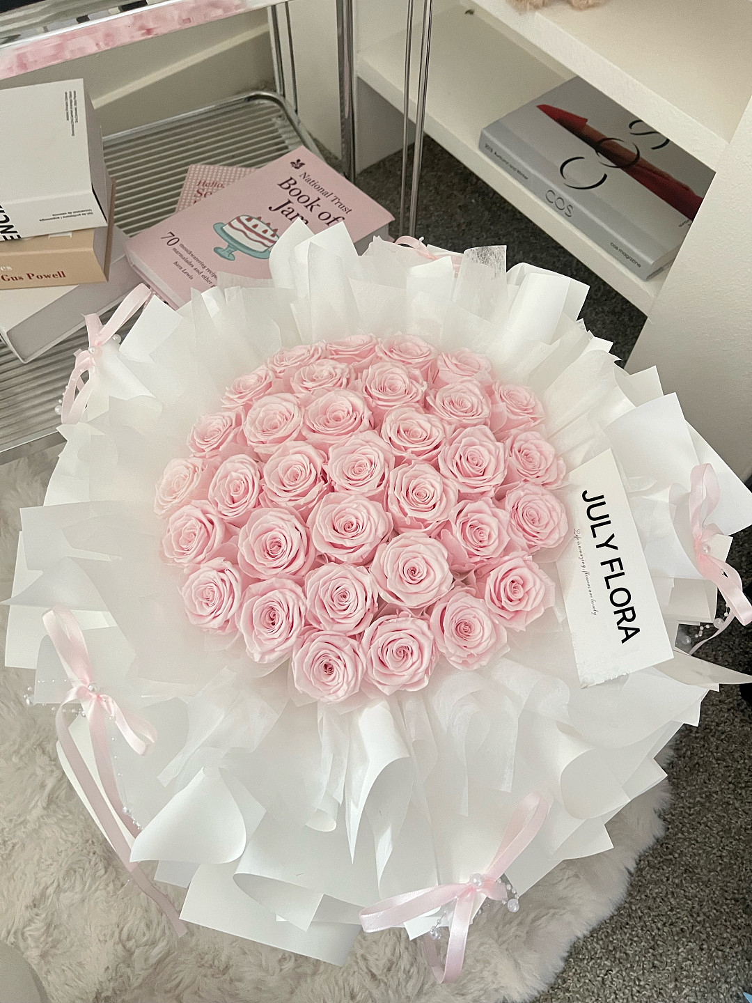 33 Light Pink Preserved Flowers