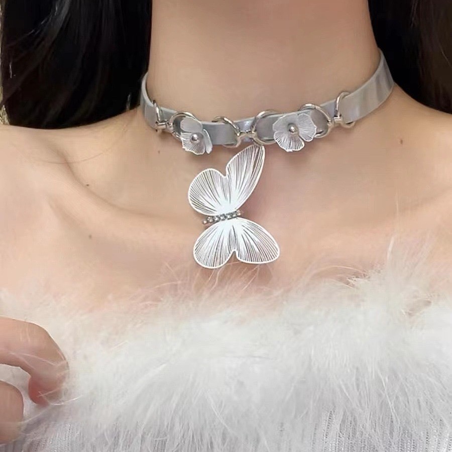 Silver Blossom Butterfly Choker