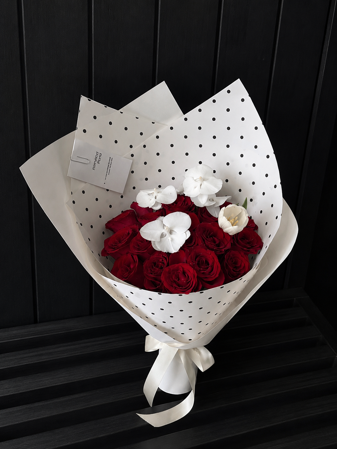 dot dot red roses with orchid & tulip