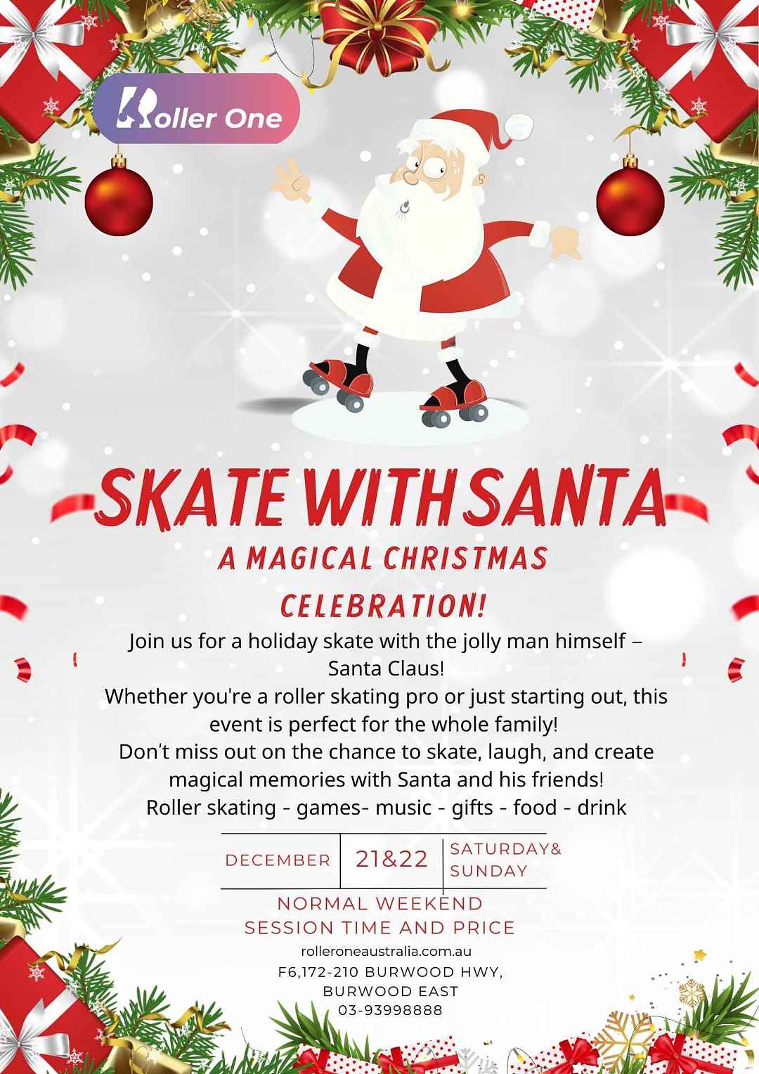 Join us for a holiday skate with the jolly man himself - Santa Claus! Join us for a holiday skate with the jolly man himself - Santa Claus!