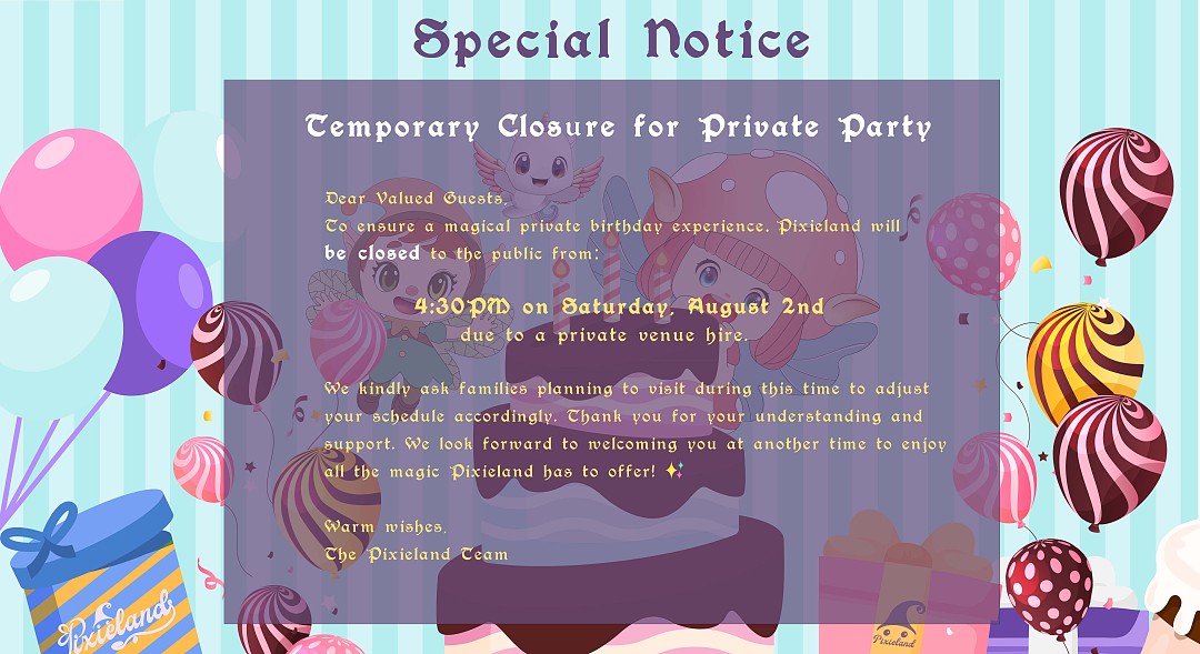 Temporary Closure for Private Party at 4:30PM Saturday, August 2nd