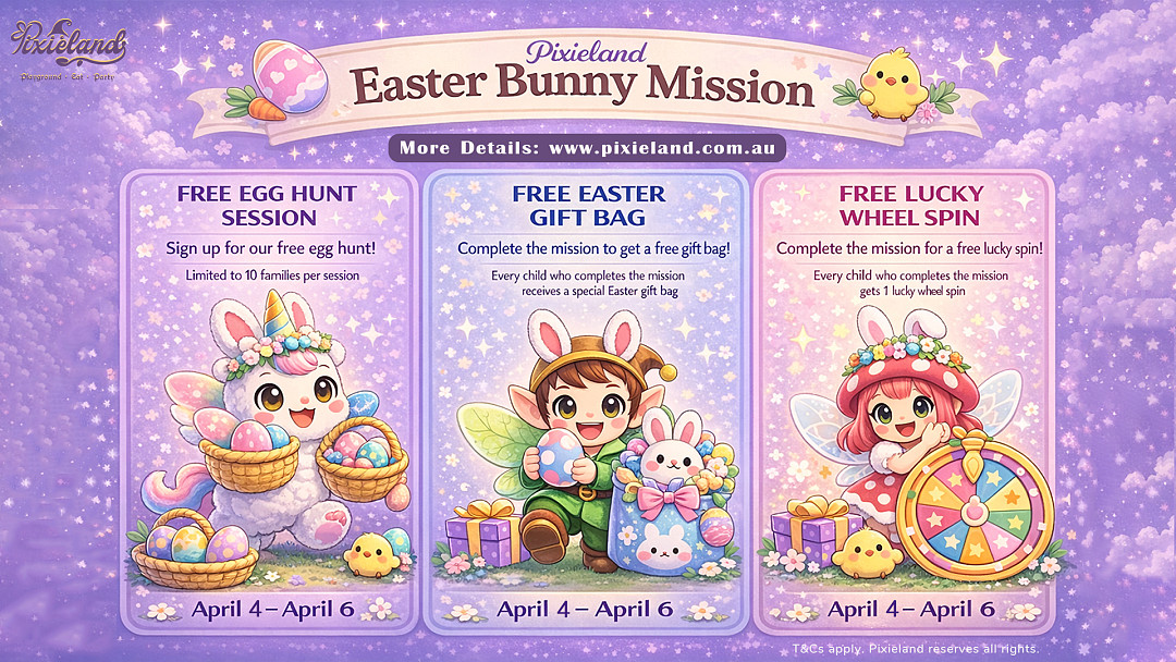 Pixieland Easter Bunny Mission | A magical Easter adventure awaits at Pixieland this long weekend.