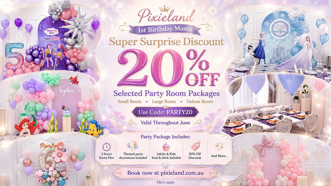 Pixieland Super Surprise Discount — Party Room 20% OFF